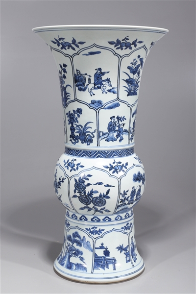 Appraisal: Tall Chinese blue and white porcelain beaker vase H x