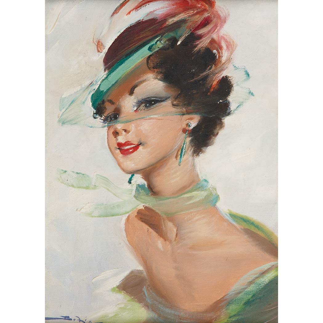 Appraisal: Manner of Jean Gabriel Domergue Lady with a Scarf and