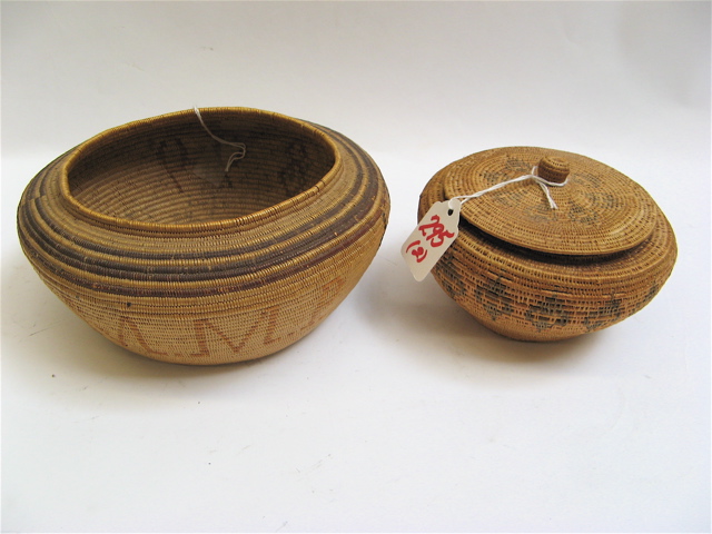 Appraisal: TWO NATIVE AMERICAN INDIAN BASKETS the first monogrammed and dated