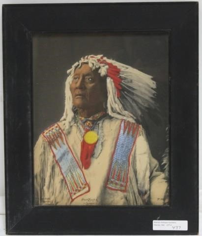 Appraisal: SIOUX CHIEF HIGH BEAR FRAMED COLORED LITHOGRAPHBY F RINEHART OMAHA