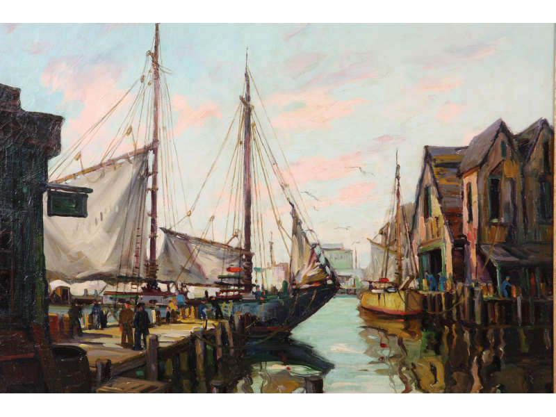 Appraisal: Robert Connavale Am th c Gloucester Docks oil on canvas