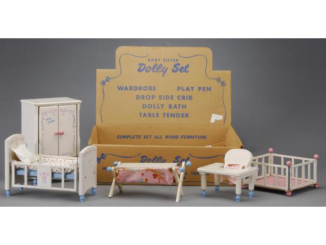 Appraisal: Keystone Five-Piece Baby Sister Dolly Set Boston ca Set includes