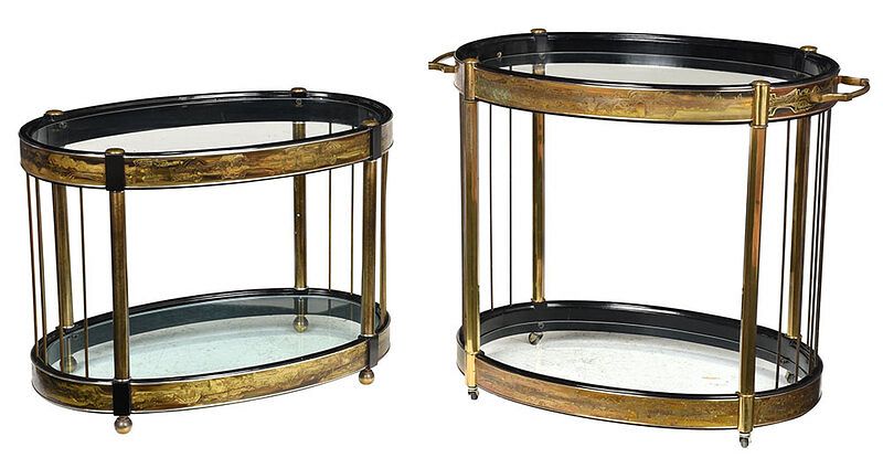 Appraisal: Two Mastercraft Acid Etched Ebonized Side Tables attributed to Bernhard