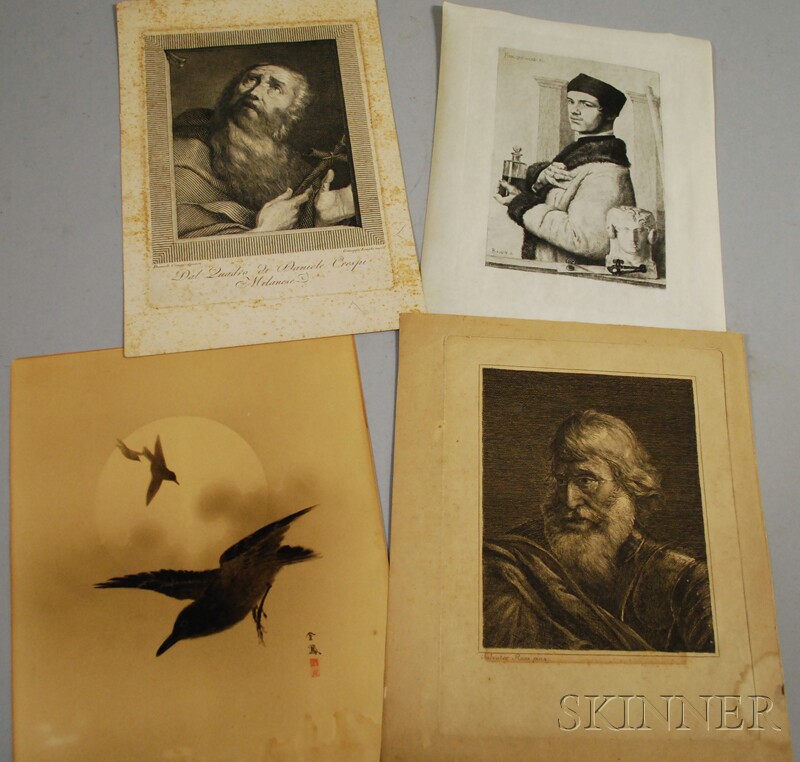 Appraisal: Four Unframed Prints an engraving by Felix Bracquemond - after