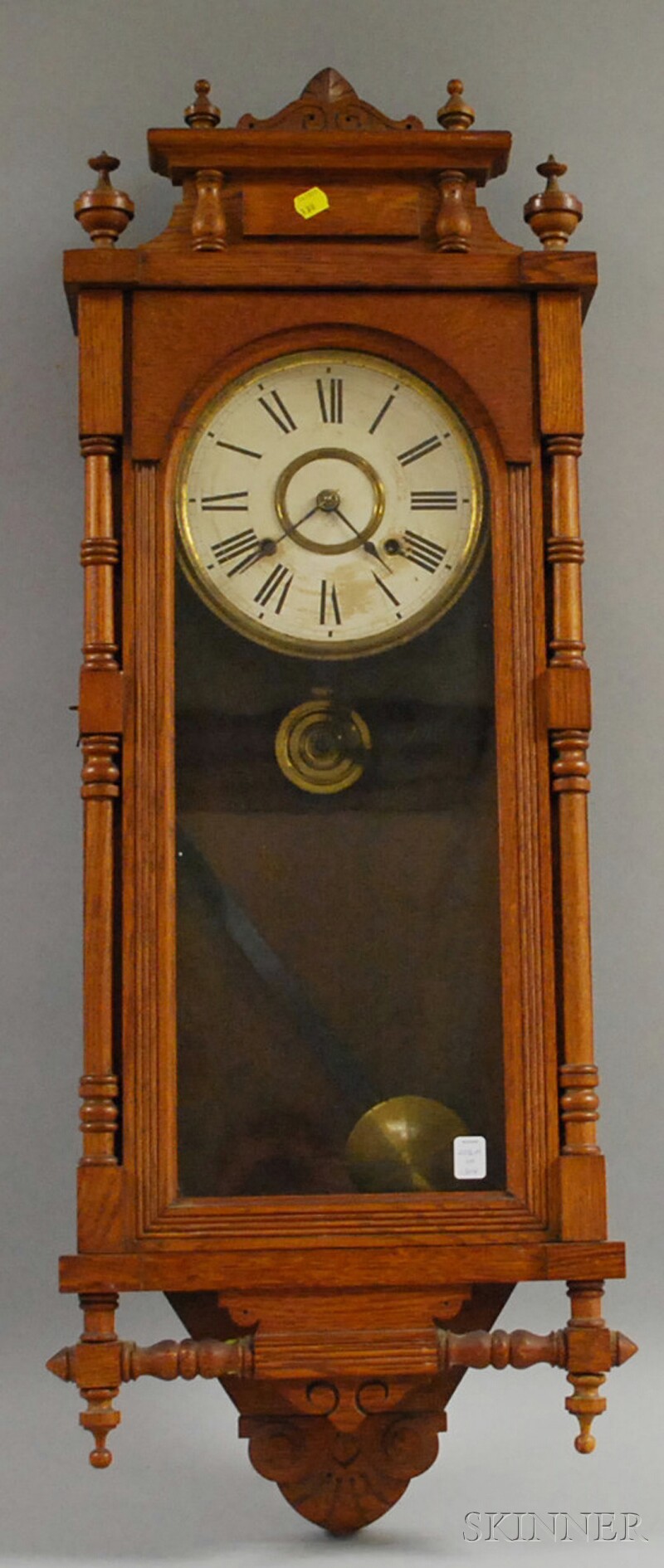 Appraisal: Ansonia Oak Wall Clock with Roman numeral dial and eight-day