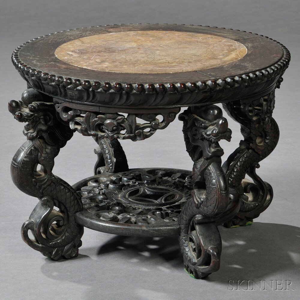 Appraisal: Miniature Export Marble-top Stand China th century the circular top