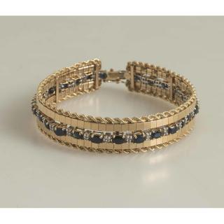 Appraisal: Sapphire Diamond Bracelet k Gold Jacket k gold bracelet containing