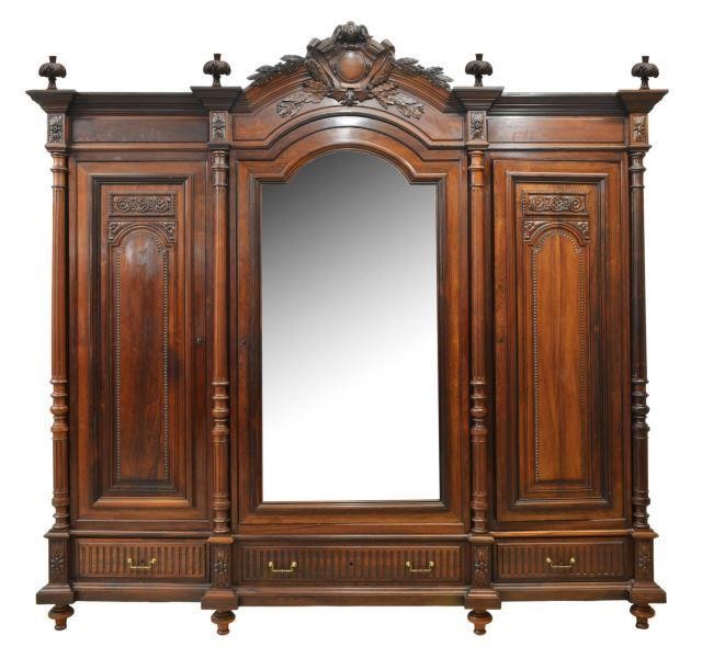 Appraisal: Monumental French Louis XVI style rosewood armoire late th c