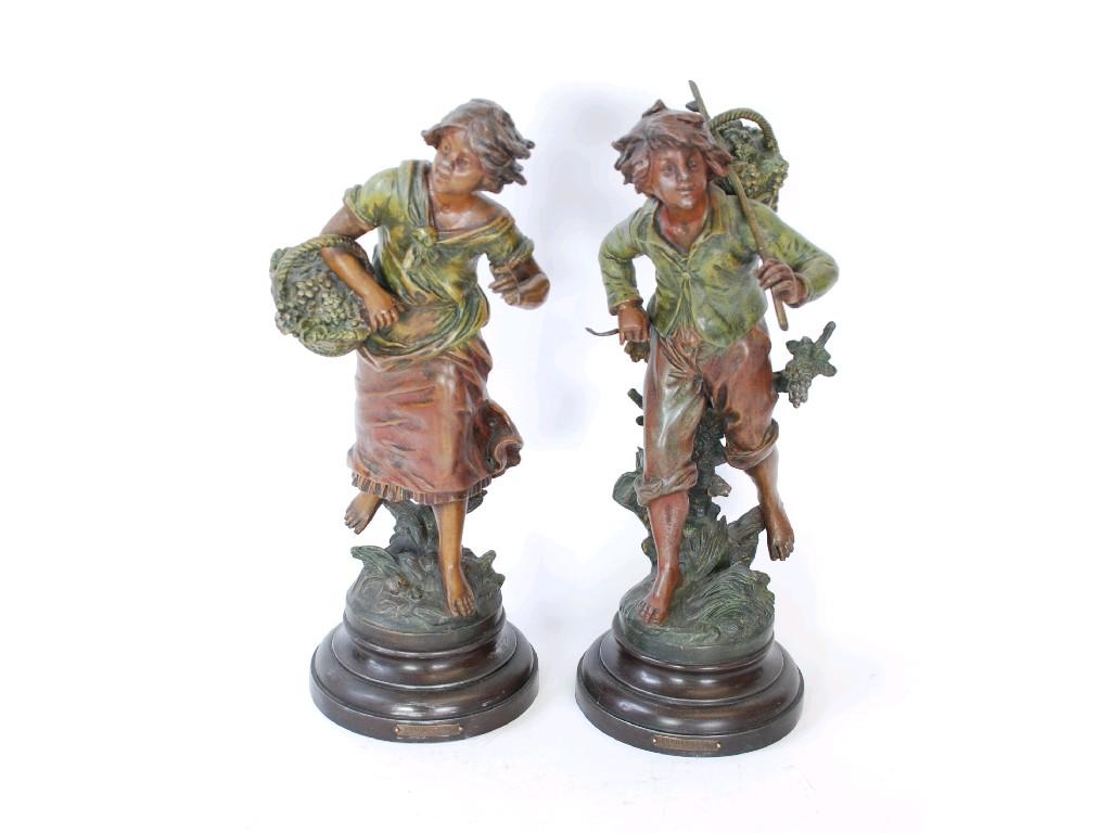 Appraisal: AFTER MOREAU PAIR OF FRENCH COLD PAINTED SPELTER FIGURES OF