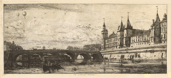 Appraisal: CHARLES MERYON Le Pont-au-Change Etching and drypoint on Chine-coll x