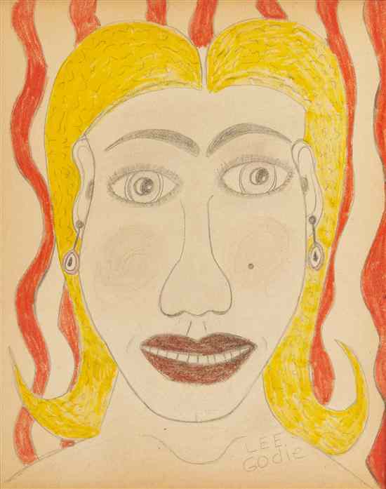 Appraisal: Lee Godie American - Portrait of a Woman crayon marker