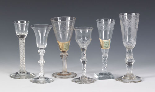 Appraisal: Six Anglo-Irish colorless glass wines th th c to include