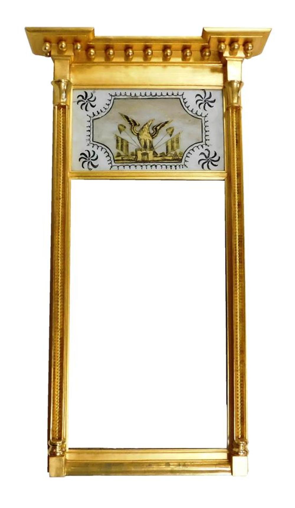 Appraisal: Wall mirror Federal style with eagle eglomise panel twisted rope