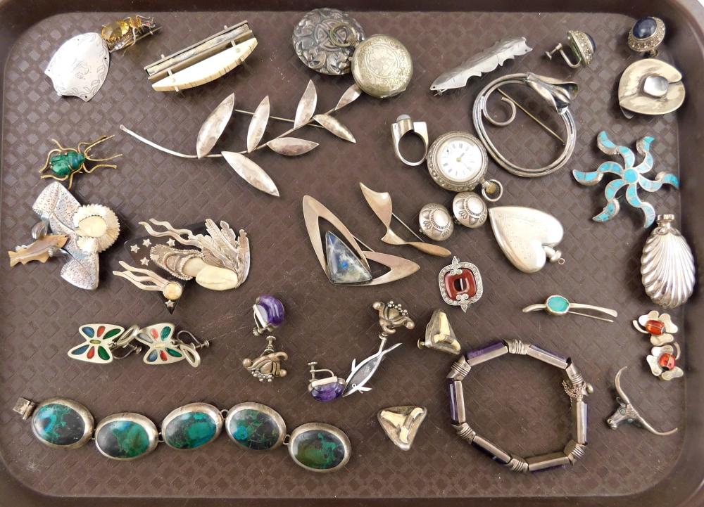 Appraisal: SILVER pieces of jewelry all either marked sterling or tested