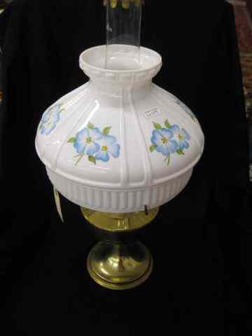 Appraisal: Aladdin Brass Kerosene Lamp handpainted milk glass shade