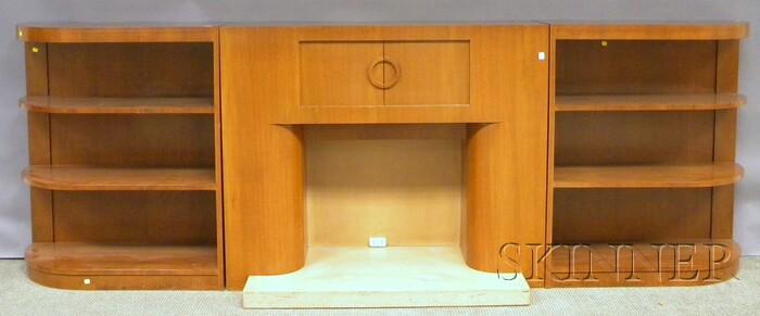 Appraisal: English Art Deco Wood Veneer Electric Fireplace Mantel and a