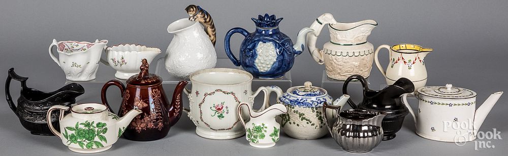 Appraisal: Group of miniature porcelain teapots and related Group of miniature