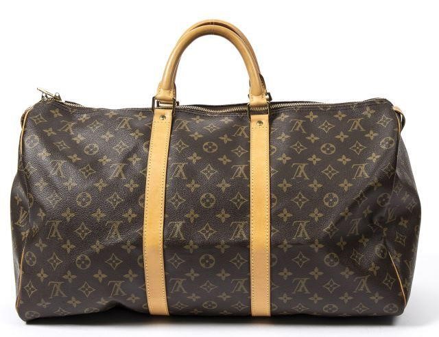 Appraisal: Louis Vuitton Keepall travel bag in brown monogram coated canvas