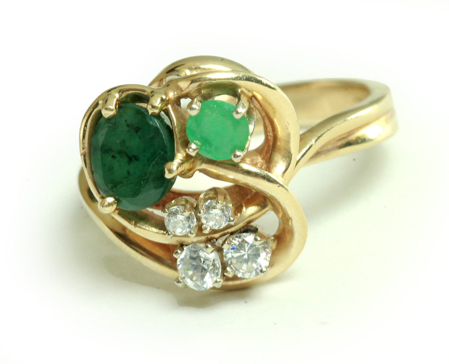 Appraisal: EMERALD AND DIAMOND RING American th century k yellow gold