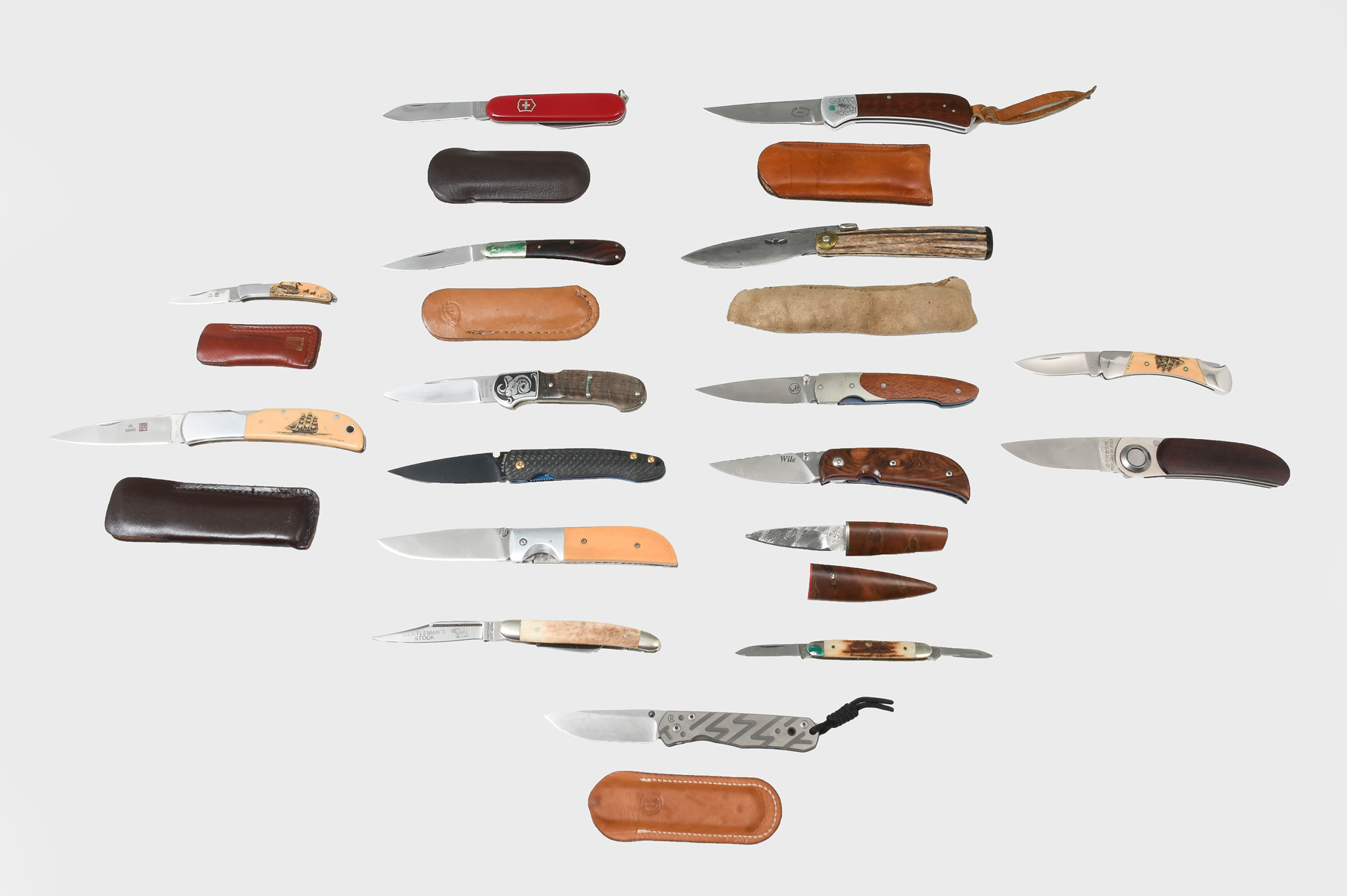 Appraisal: PC POCKET KNIFE COLLECTION fixed blade and folding pocketknives in