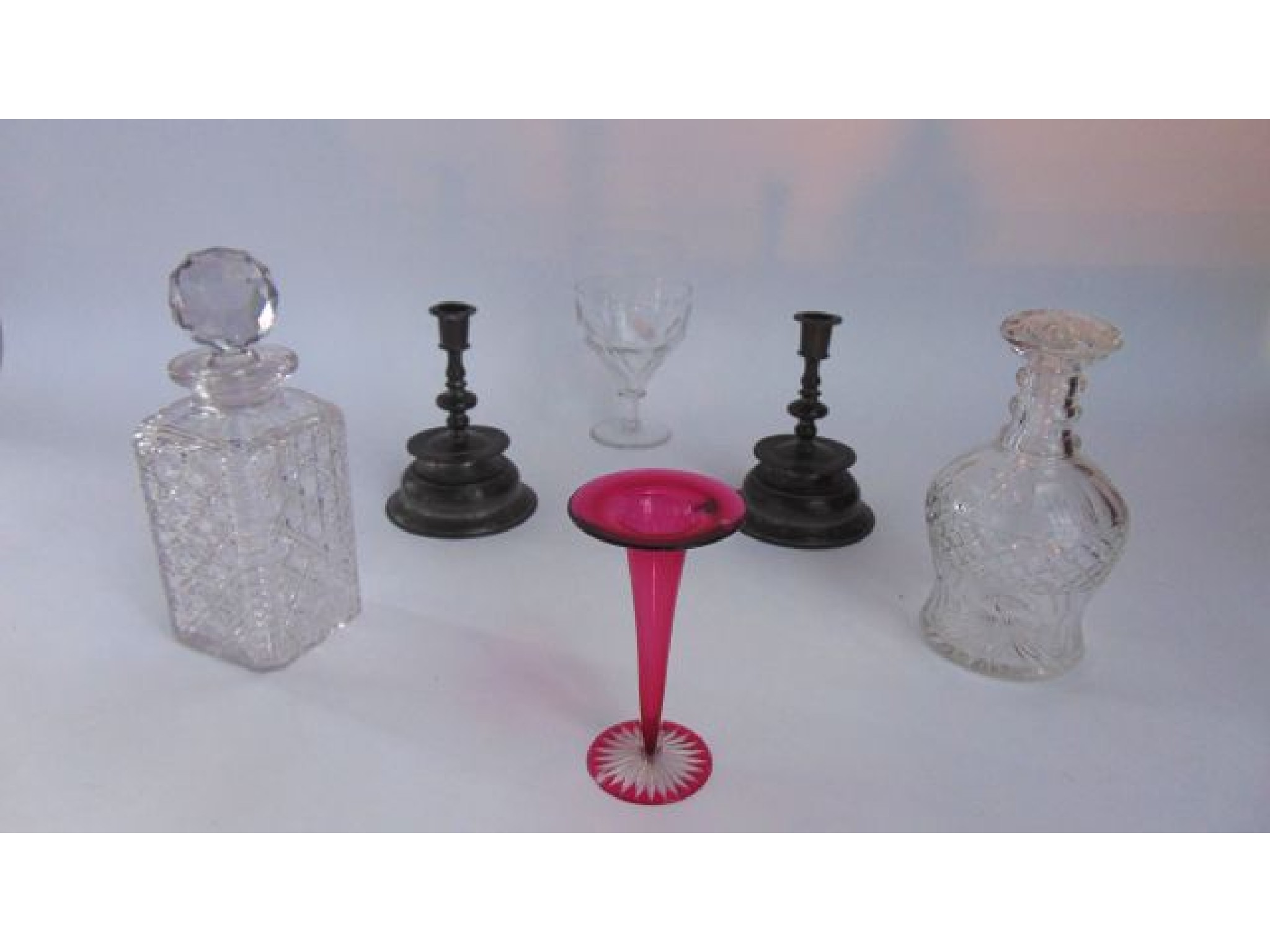 Appraisal: A good quality clear cut glass decanter of squared form