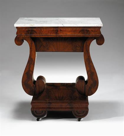 Appraisal: Classical mahogany marble top pier table philadelphia circa Rectangular white