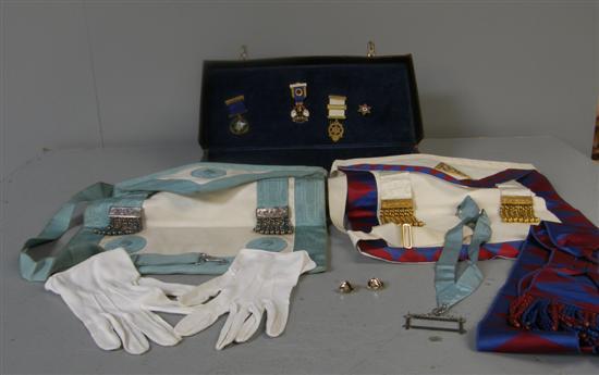 Appraisal: Collection of freemasonry medals and aprons medals Lodge Star of