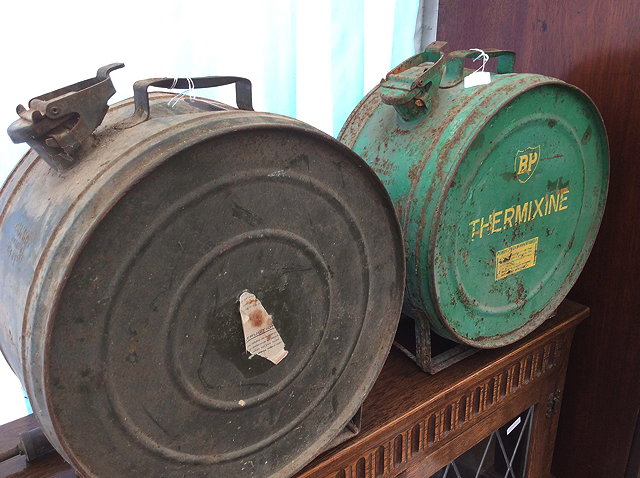 Appraisal: AN OLD SCHMID OF PARIS GREEN PAINTED PETROL CANISTER of