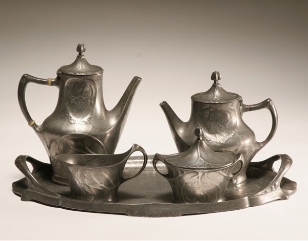 Appraisal: Kayserzinn Art Nouveau pewter tea and coffee service the coffee