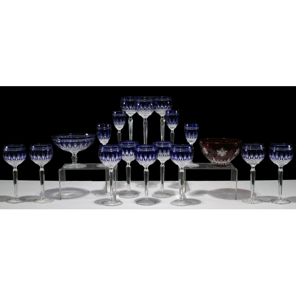 Appraisal: WATERFORD CRYSTAL CLAREDON COBALT STEMWARE COLLECTION items including hock wine