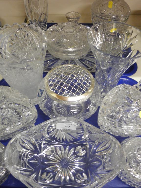 Appraisal: A large quantity of cut and moulded glass vases bowls