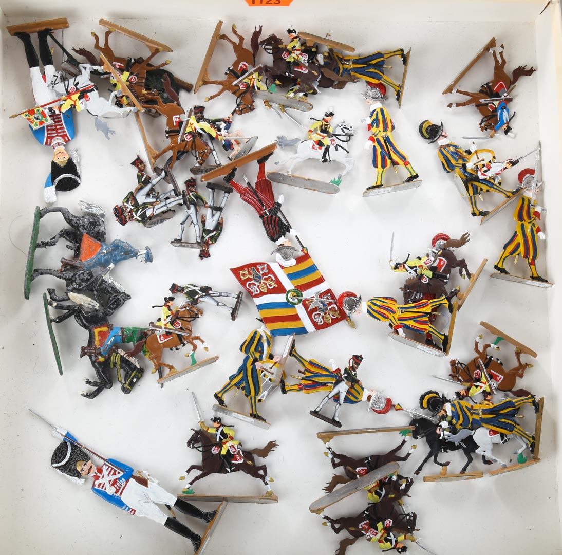 Appraisal: Assortment of painted lead flat figures Condition Some with paint