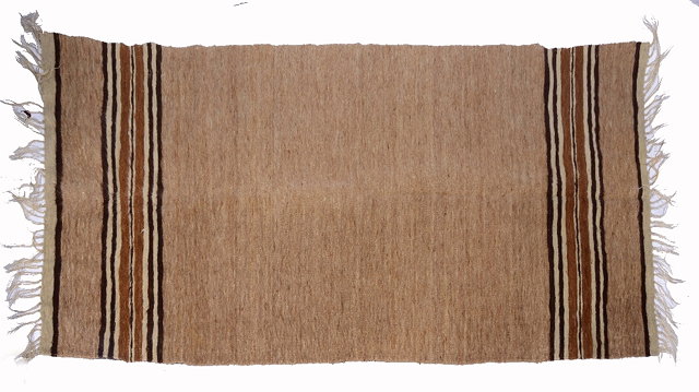 Appraisal: A SOUTH AFRICAN LESOTHO WOVEN MOHAIR RUG with camel banded