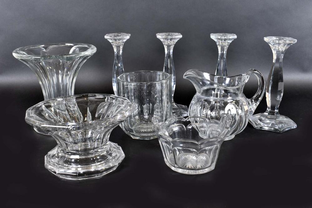 Appraisal: NINE HEISEY GLASS CO COLORLESS GLASS TABLEWARESEarly th Century Some