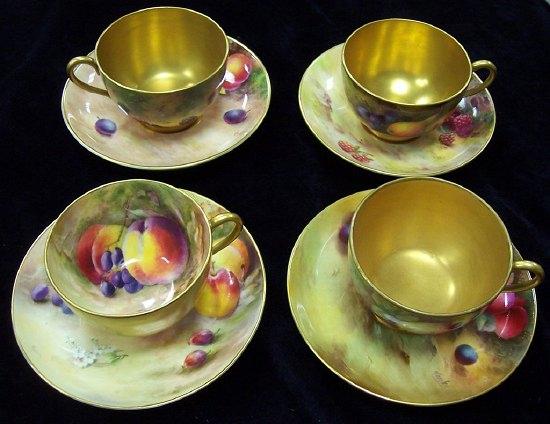 Appraisal: A Royal Worcester cup and saucer painted fruit signed Moseley