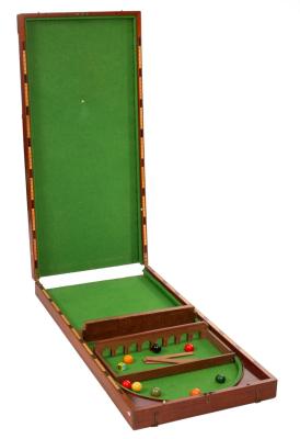 Appraisal: A mahogany table billiard board baize lined with peg marker