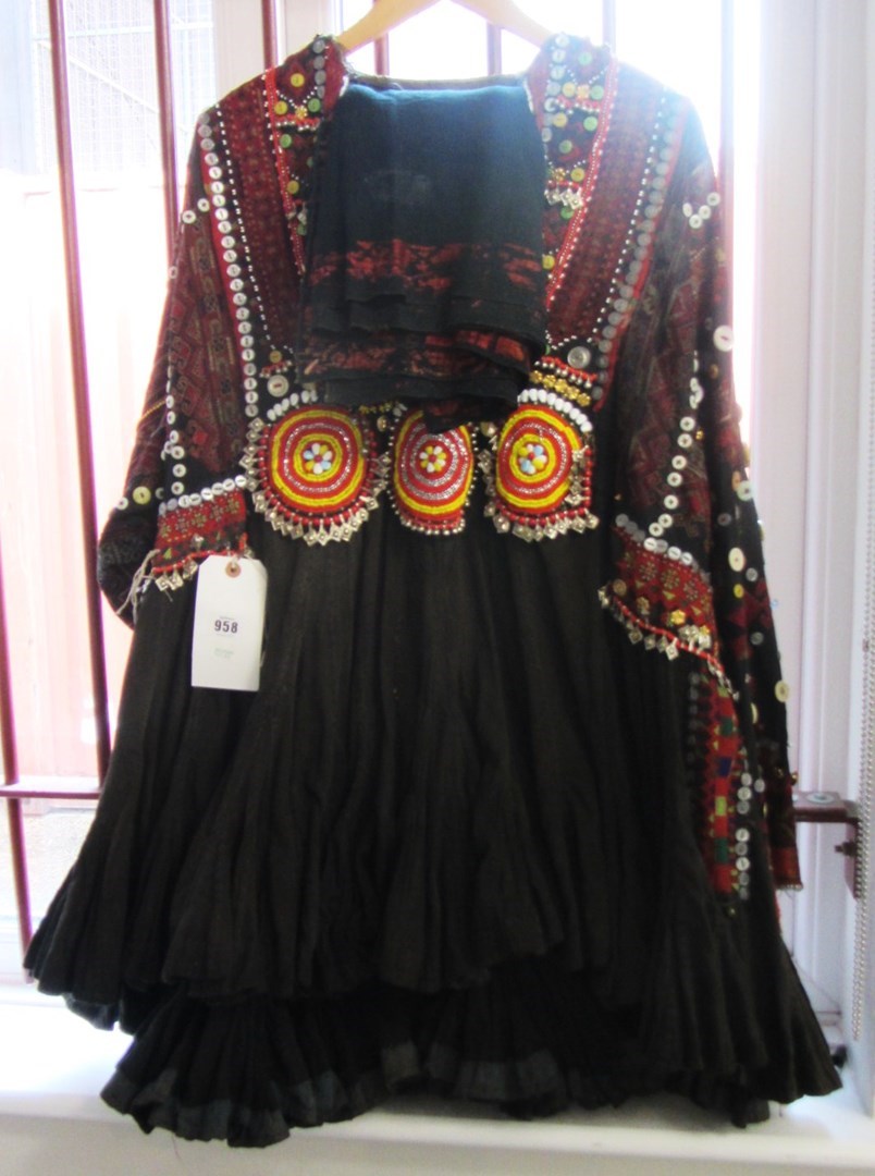 Appraisal: A wedding dress and shawl Kohistan th century of black