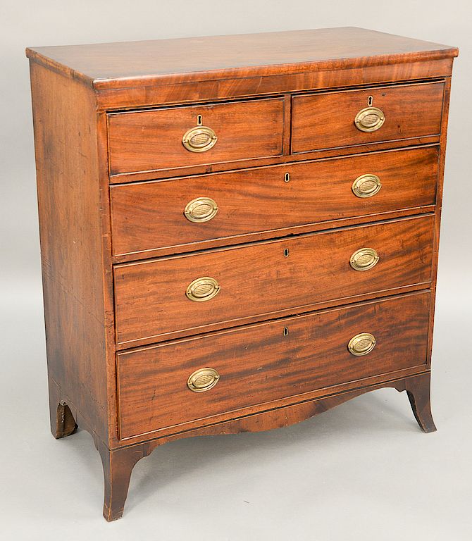 Appraisal: George III mahogany chest two over three drawer on French