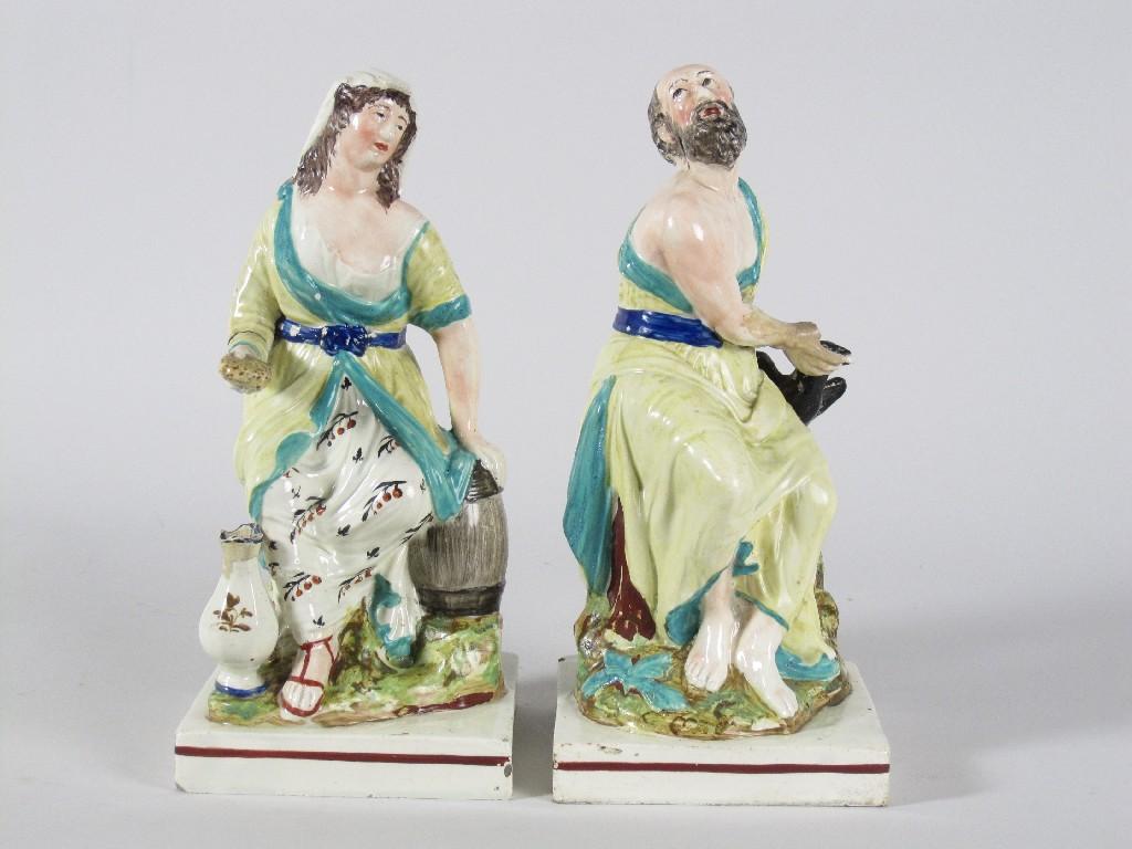 Appraisal: Pair of Staffordshire pearlware figures of Elijah and The Widow