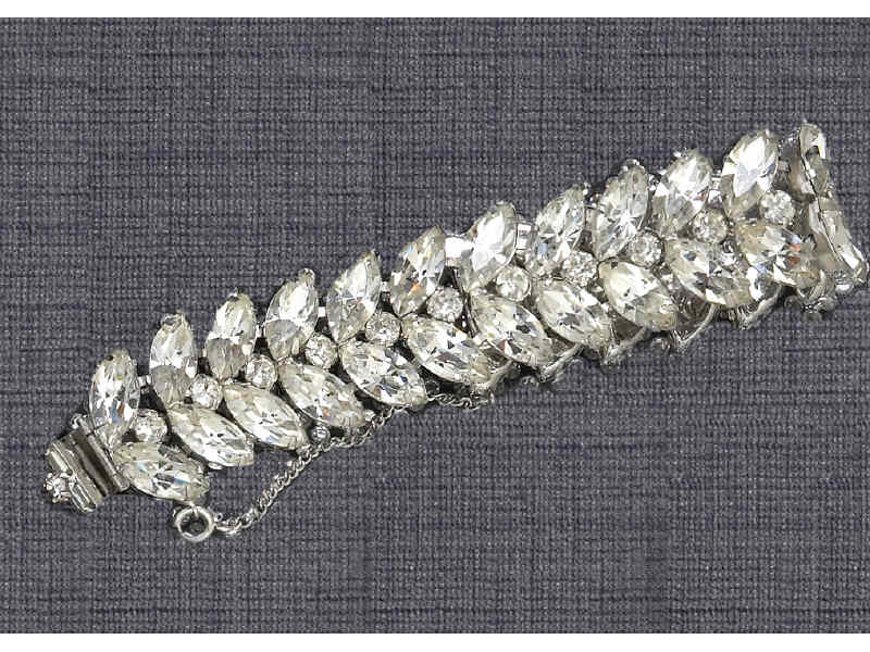 Appraisal: EISENBERG BRACELET Marquise shaped rhinestones in wide triple row design