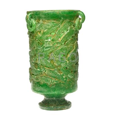 Appraisal: CHARLES MINER Large pate-de-verre Trout vase Tesuque NM Signed C