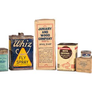 Appraisal: Six Advertising Tins and Boxes includes boxes for Hygieia Chalk