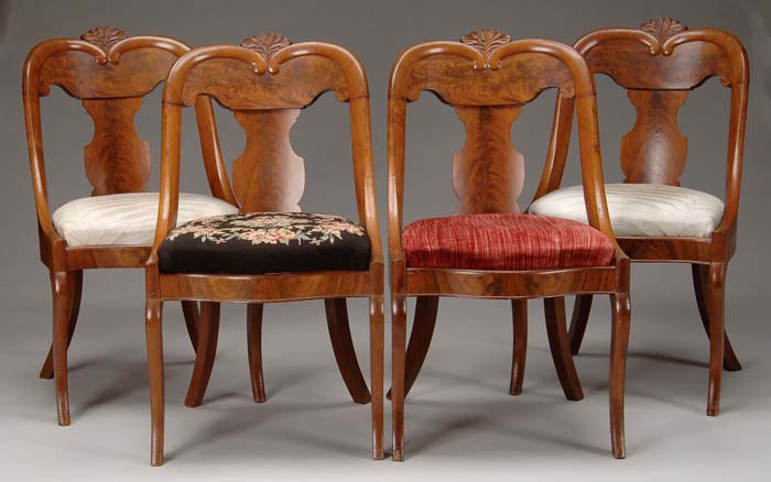 Appraisal: SET OF FOUR MAHOGANY EMPIRE DINING CHAIRS Serpentine front with