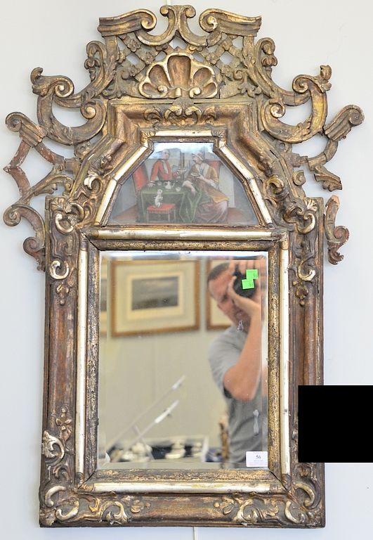 Appraisal: Large courting type mirror having gilt open work over three