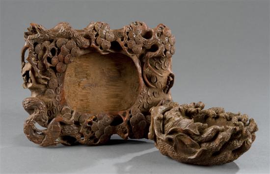 Appraisal: Group of Chinese bamboo brushwashers Early th century Red lacquered