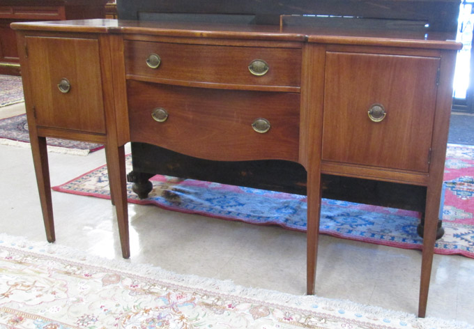 Appraisal: FEDERAL STYLE MAHOGANY SIDEBOARD early th century having two drawers