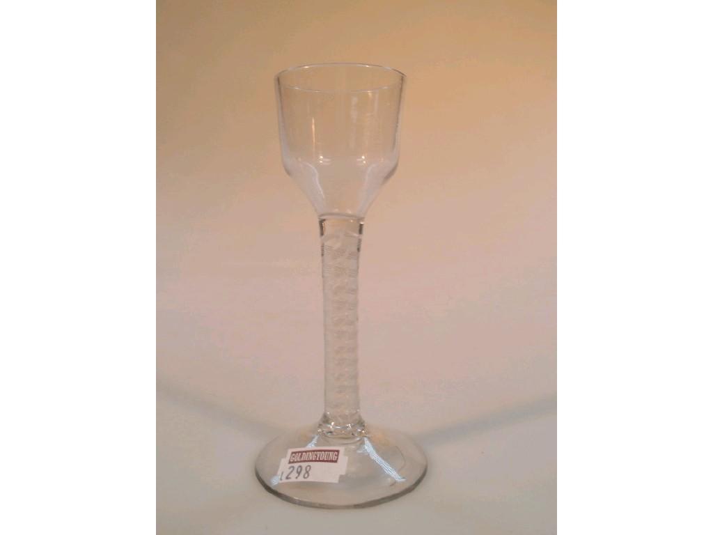 Appraisal: An thC wine glass with plain oge bowl and opaque