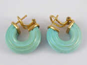 Appraisal: A pair of yellow metal tests carat gold turquoise blue