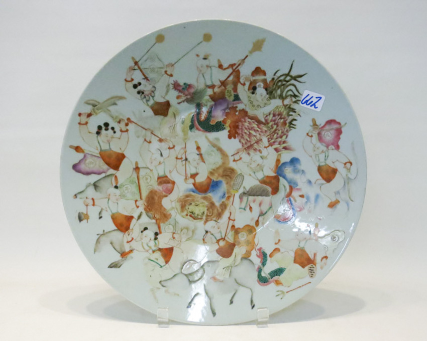 Appraisal: CHINESE PORCELAIN CHARGER hand painted with figures and zodiac animals