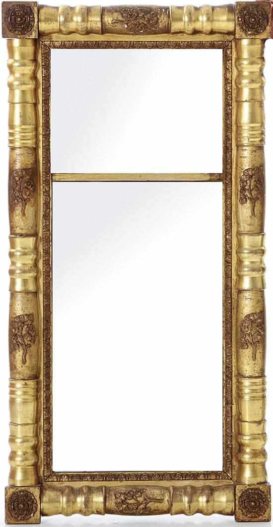 Appraisal: American Classical giltwood mirror circa split-baluster frame block corners and